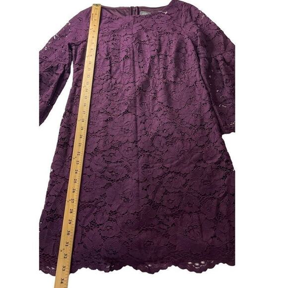 Vince Camuto‎ Flounce Bell Sleeves Plum Lace Shift Dress Dark Purple Size 4 New - Picture 4 of 12